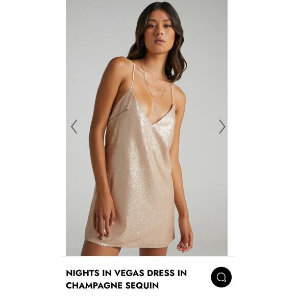 Showpo Night In Vegas Sequin Gold Dress Women Size 4 - Picture 2 of 7